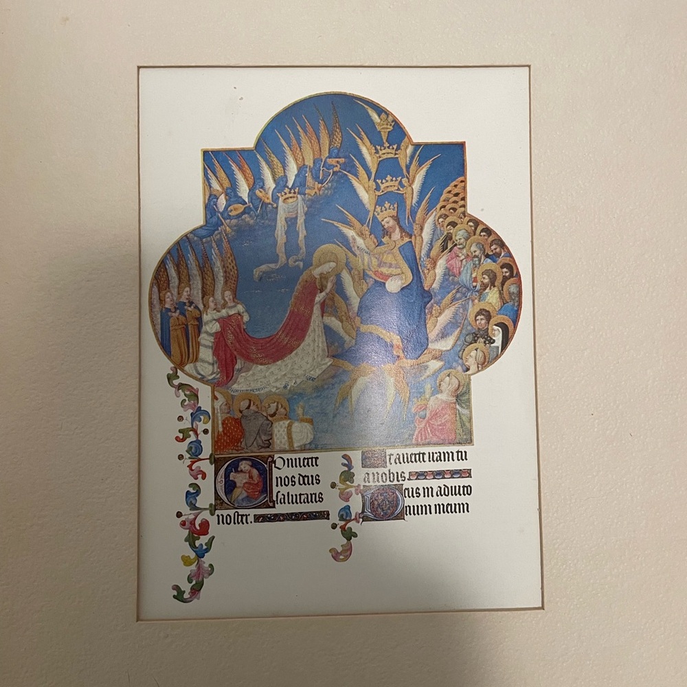 Vintage Medieval Art Print with Blue and Gold Accents‎